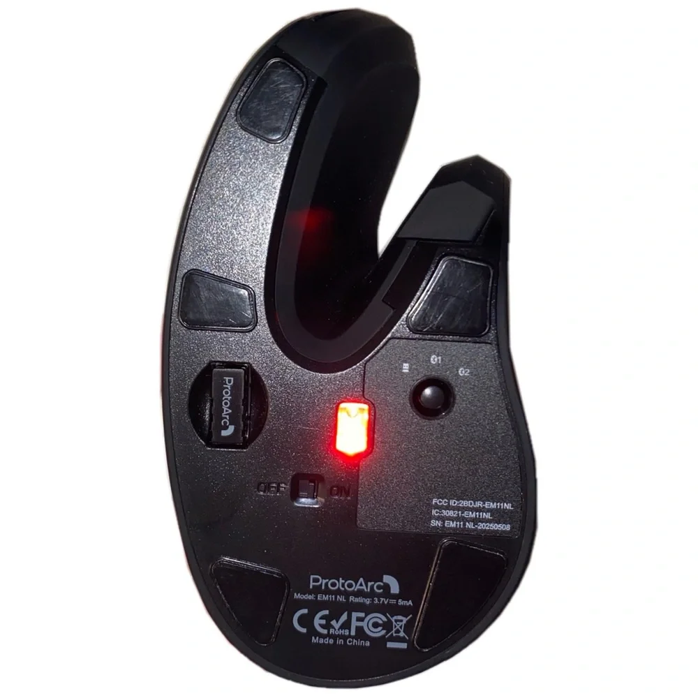ProtoArc 2.4GHz Wireless Vertical Ergonomic Right-Handed Mouse, EM11 NL Black
